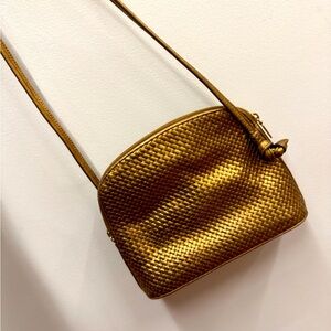 Cem vintage genuine leather metallic gold cross weave